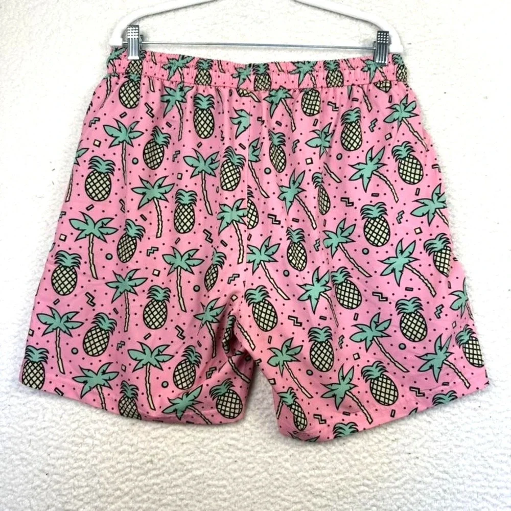 Moamgic Shorts Mens 2XL Pink Pineapple Palm Tree Swim Trunks Mesh‎ Lined Beach